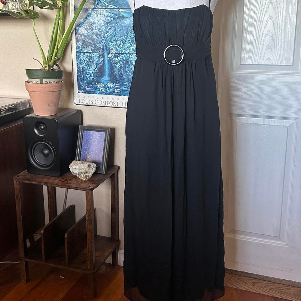 Y2k silk black maxi dress